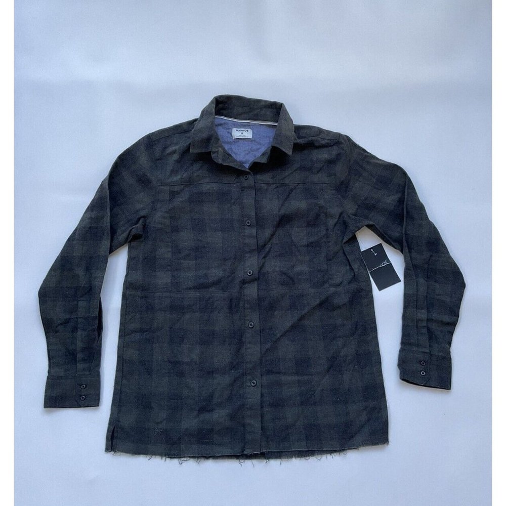 $50 Hurley Women’s Wilson Woven Flannel Dark Shirt Long Sleeve Multi Size M